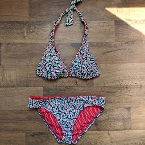 Jessica Simpson Red Blue Floral Bikini Small